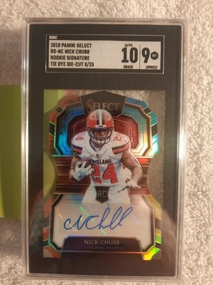 Nick Chubb - 2018 Panini Select - Rookie Signatures #RS-NC Tie-Dye Die-Cut #8/25