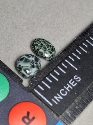 2 Cabs Of Isle Royale Greenstone Michigan State Gem Chatoyant Chlorastrolite 