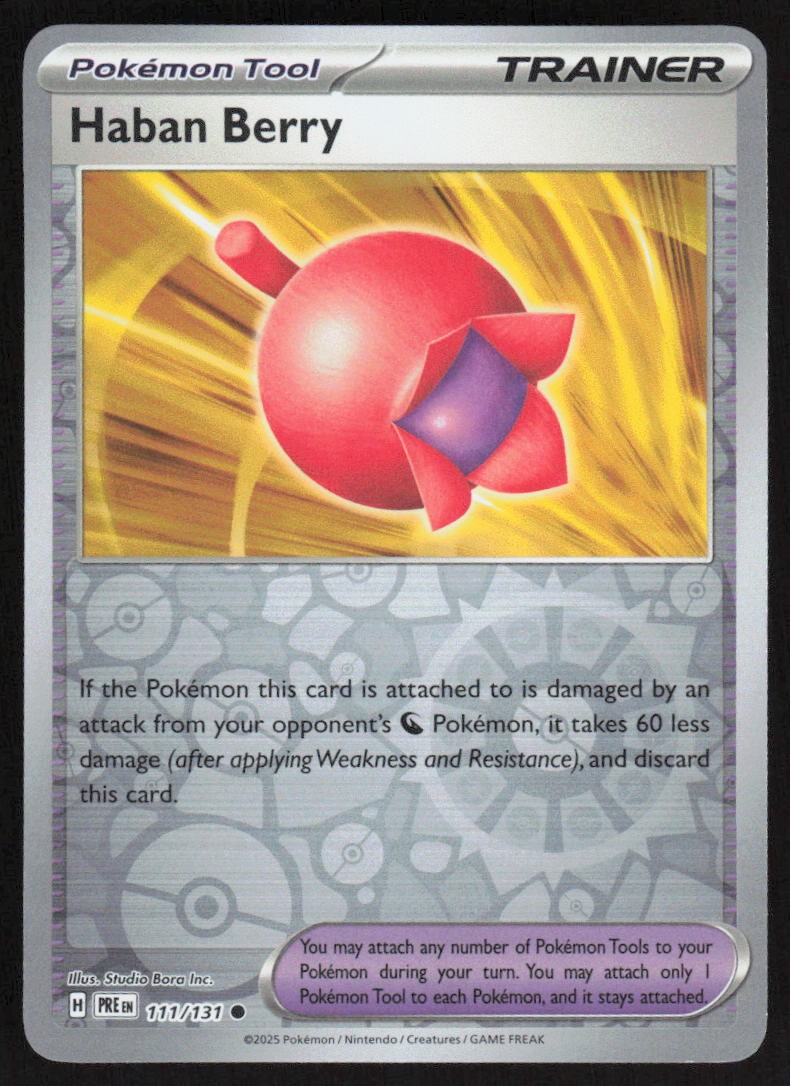 Haban Berry Common Reverse Holo 111/131 LP SV: Prismatic Evolutions Pokemon Card