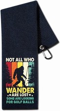 Bigfoot Gifts for Men, Sasquatch Golf Towel, 16  x 24  Black