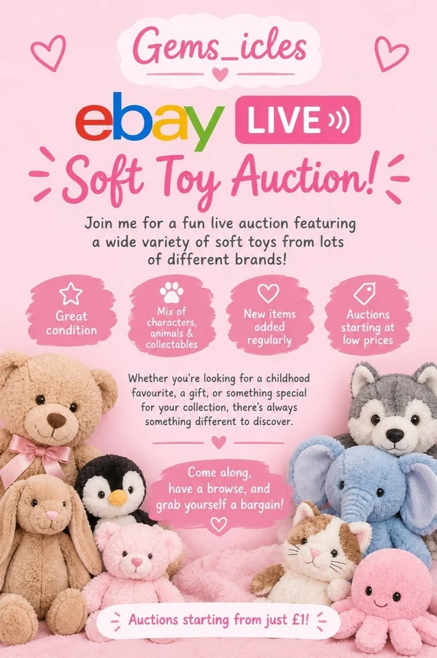 Gems_icles soft toys live auction - Mix  brands - £1 Start