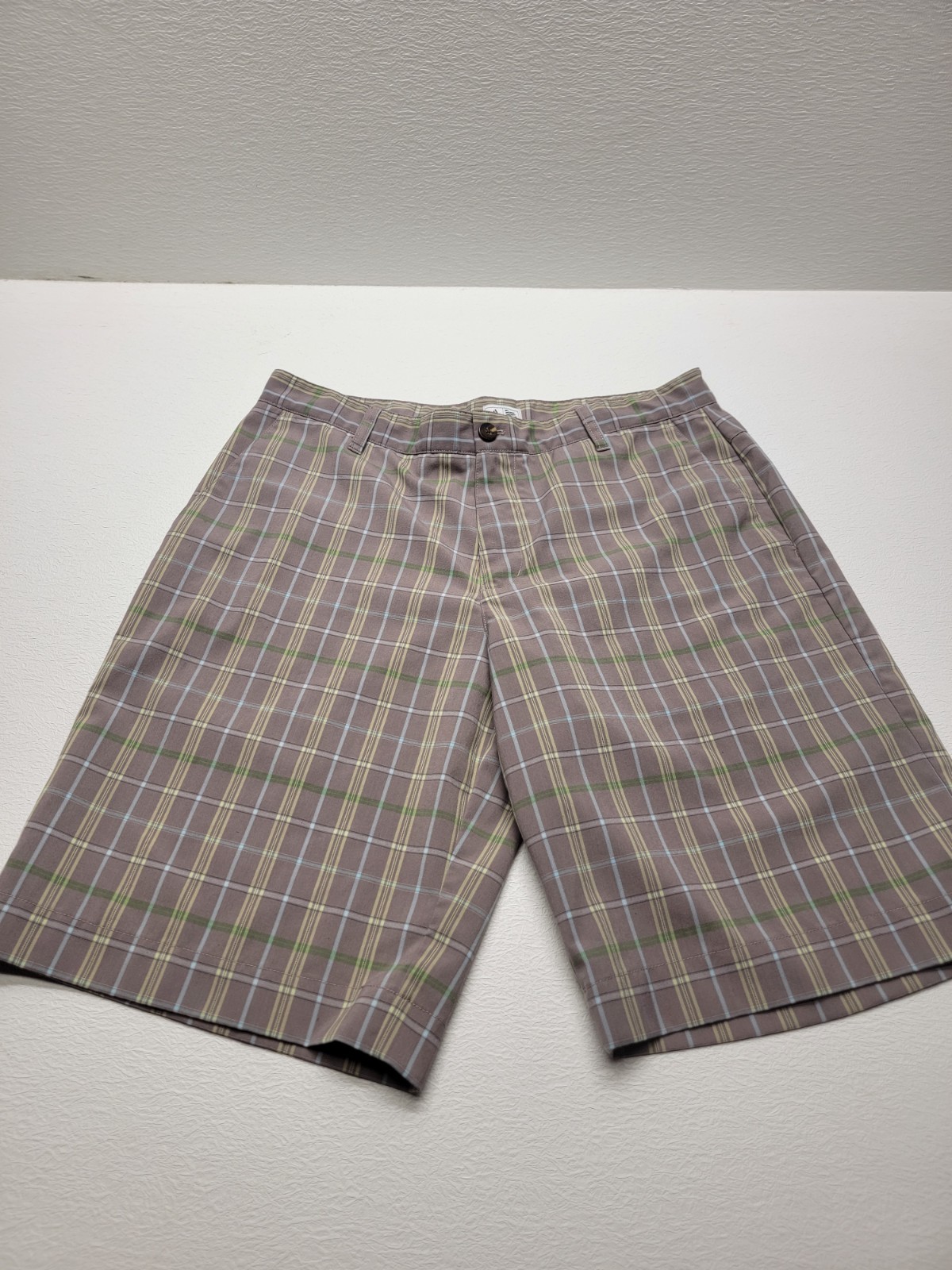 Adidas Men’s 34 Golf Shorts Plaid Stretch Flat Front Performance Chino Classic