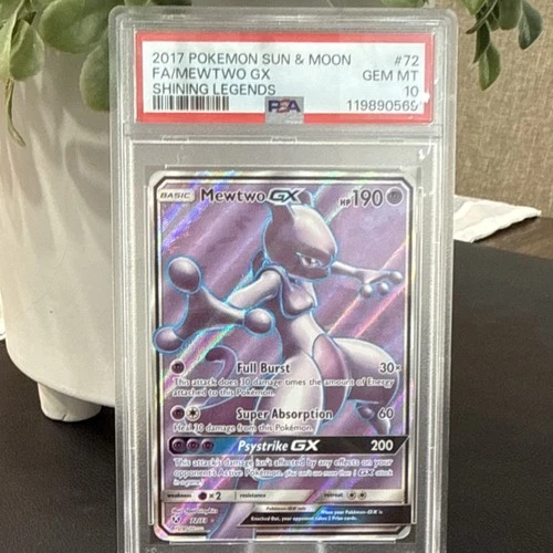 Pokémon Mewtwo GX Full Art Ultra Rare Holo 72/73 Shining Legends PSA 10