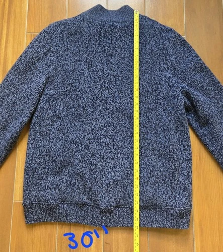 L.L. Bean Classic Lambswool Sweater Full-Zip Flannel-Lined Men's XL Carbon Navy image 15