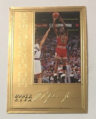 1997 Upper Deck Michael Jordan 22 Kt Gold  3rd Championship  #d /10,000 Bulls