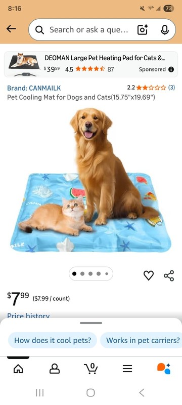 NIB Canmalik  Pet Cooling Mat