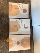 Shade of Beige Boho Wall Art Set of 3, 12x16inchx3pcs-framed