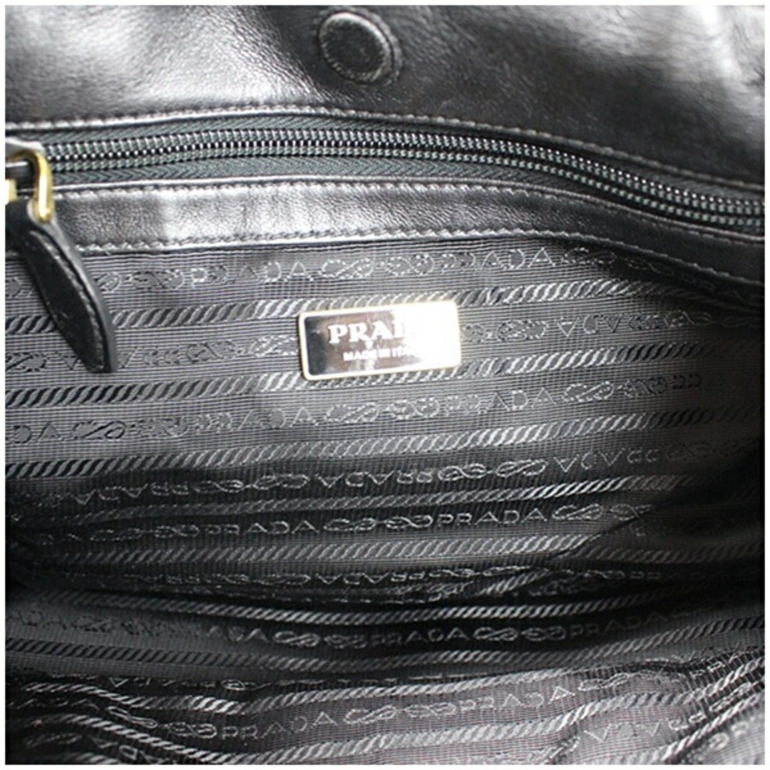 PRADA Tote Bag Ribbon Black Gold Hardware Nylon x Leather IBG068 Used AB Rank PR thumbnail 6