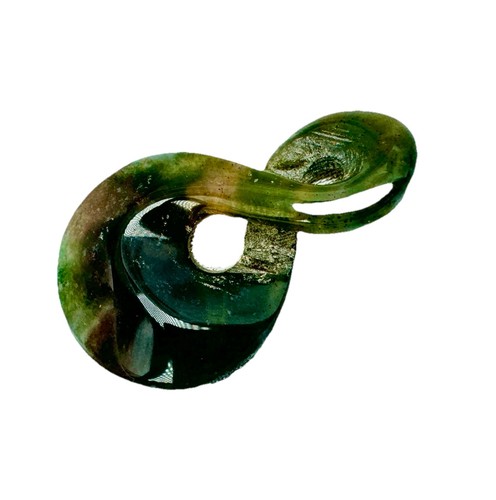 Vintage Nephrite Jade Infinity Twist Pendant Green Stone Maori Style