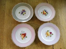 KPM 8" Germany Berlin Hand Painted Porcelain Fruit Plates Set of 4 MARKED