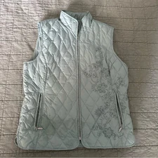 Eddie Bauer Premium Goose Down Quilted Embroidered Vest Sz M