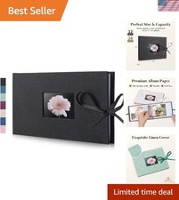 Stylish 4x6 Photo Album with Window and Ribbon Closure - 24 Pocket Capacity
