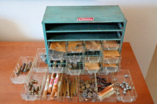 Vintage COLEMAN Lantern 150+ PARTS Drawer Cabinet Store Display HUGE COLLECTION