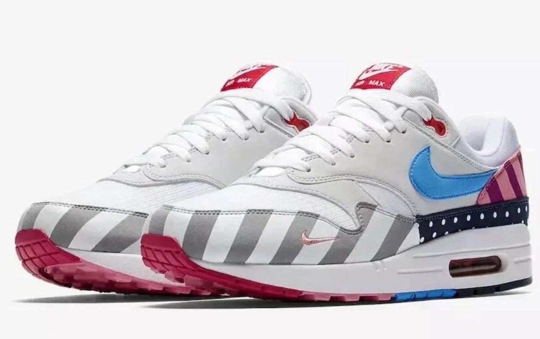 Nike Air Max 1 Parra Mens 9.5 White Multicolor Streetwear Shoes