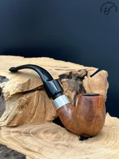 Peterson De Luxe Sterling Silver 11S Smooth Bent Billiard Smoking Pipe