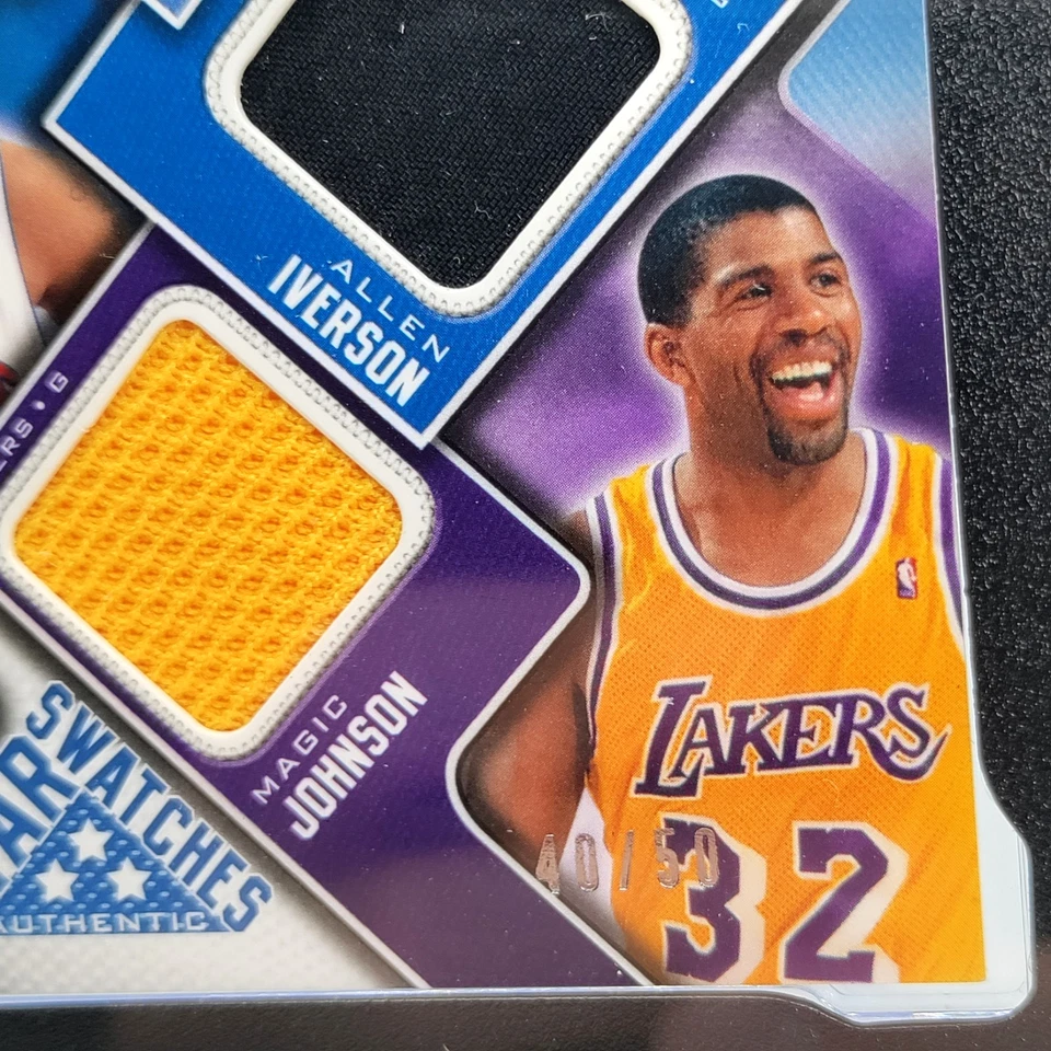 /50 Magic Johnson IVERSON Billups SGC 9 Patch 2009-10 SP Game Used 3 Star Swatch - Image 3 of 4