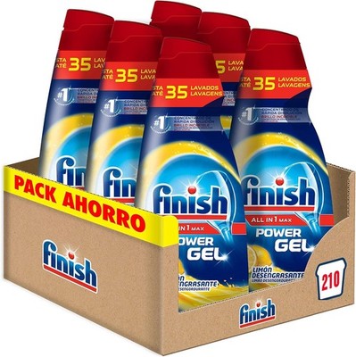 Finish All in 1 Max Power Gel Zitrone Entfettungsgel für Spülmaschine, 6 Stück