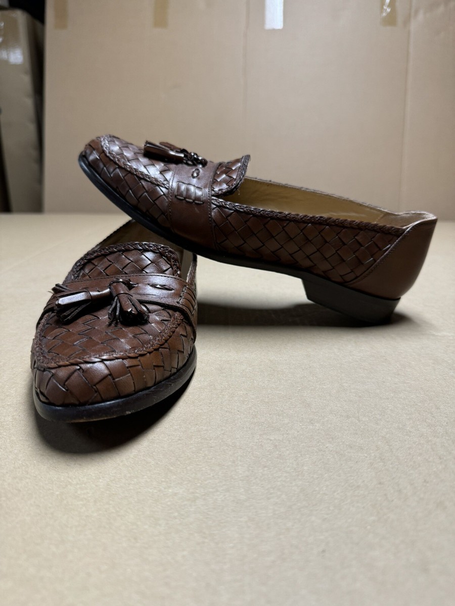 Zelli Handcrafted in Italy Woven Tassel Loafers Bottega Style Sz 9 1/2 Franco Crocodile Tassel Loafer in Navy by Zelli Italia main image 3