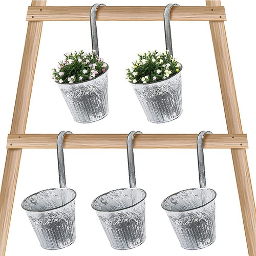 5pcs Metal Hook Flower Pot Hanging Balcony Plant Holder Fence Garden Pots Bucket eBay