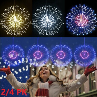 2PK Firework LED String Lights 120LED Copper Wire Strip Fairy Light with Remote