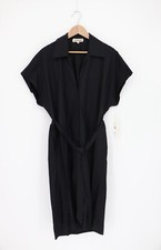 Secular Short Sleeve Shirt Midi Dress Black M $249 A1 4