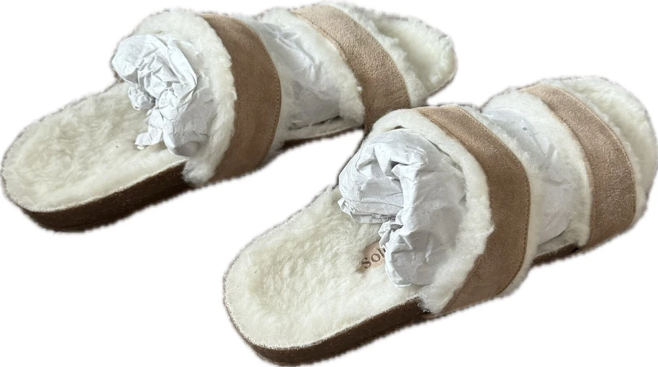 Faux Fur Slides Fuzzy Fluffy Slippers Flat Soft Sandals Open Toe - Image 4 of 4