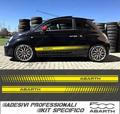 Adhésifs Bandes Parties Latérales Latéral Abarth Fiat 500 2007-2016 Jaune Avec