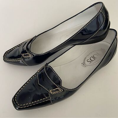 EUC TOD'S Flats Patent Leather Loafers Moccasins Shoes