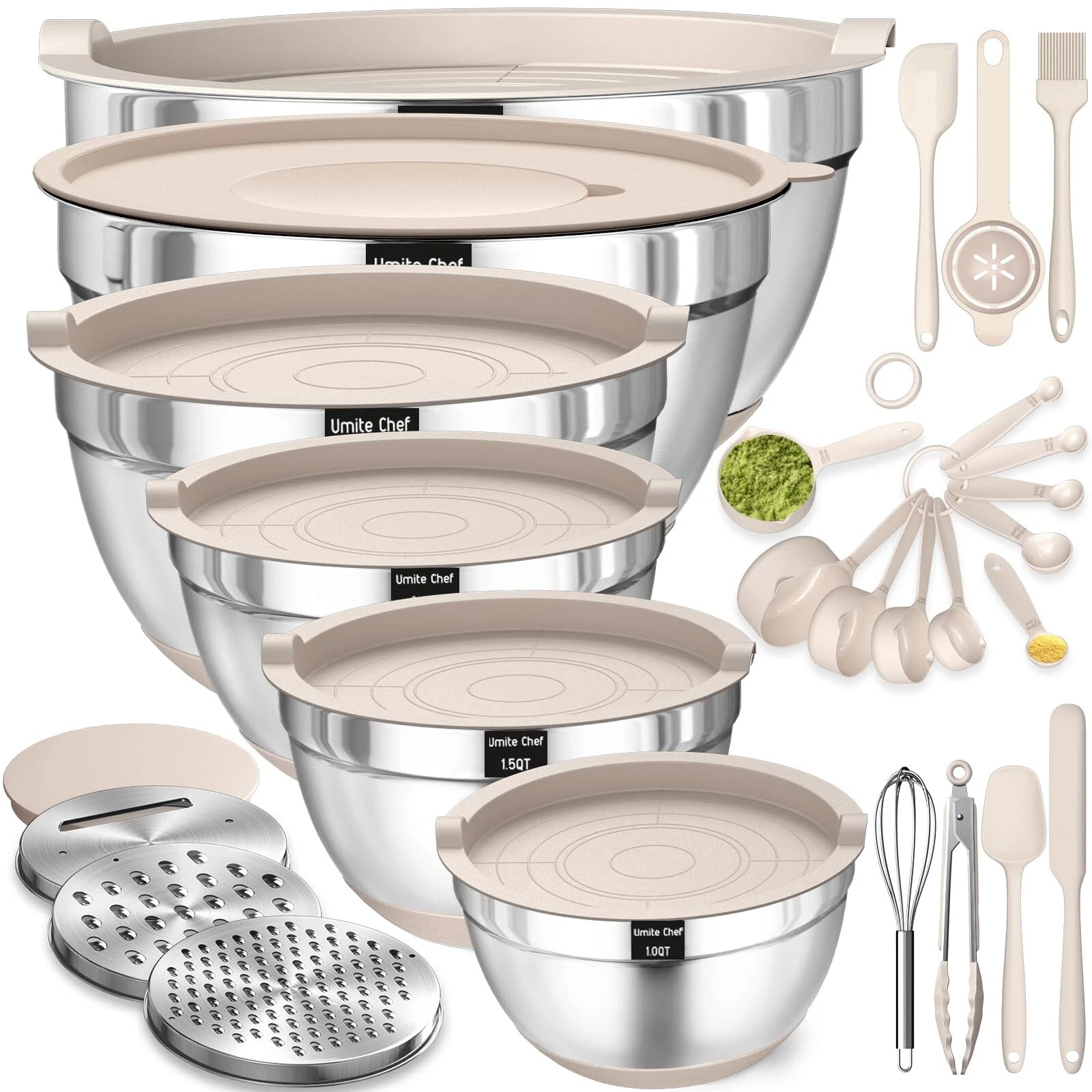 Mixing Bowls with Airtight Lids Set, 26PCS Stainless Steel Khaki Bowls with G...
Opens in a new wind