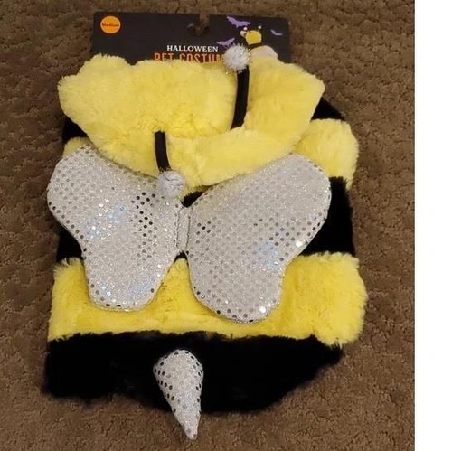 Dog Halloween Costume Bumblebee Honey Bee Size Medium 14" -17" Hood Wings NWT