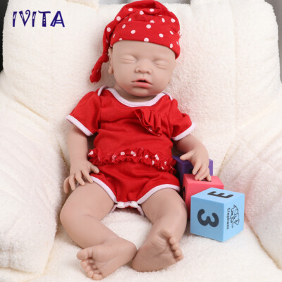 IVITA 18''Eyes Closed Mouth Open Girl Doll Full Body Silicone Doll Toddler Toy