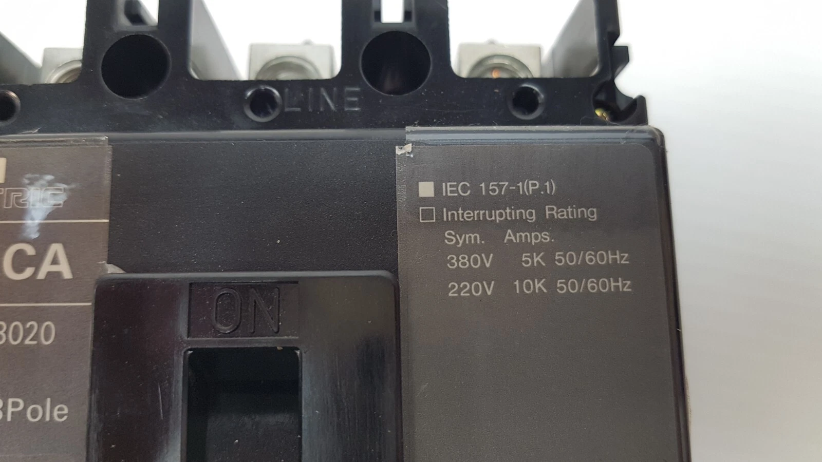 IEC 157-1 label: 5K at 380V, 10K at 220V, 50/60Hz, LINE terminals