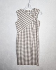 Calvin Klein Womens Dress 6 Brown Plaid Sleeveless Back Zip Pencil Office 