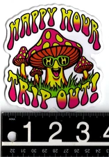 Happy Hour Trip Out Sticker 4 in x 3.7 in Multicolor Skateboard Decal