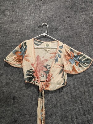 Z & L Women's Multicolor Short Sleeve 100% Viscose Made With Love Tie Top Size S