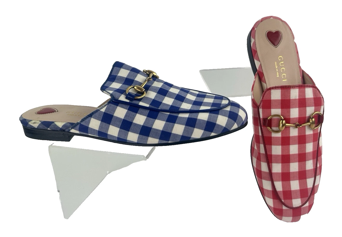 Chaussures plates Gucci neuves authentiques Mis Match Color 6 6,5 US 36 36,5 dorées Horsebit Mules