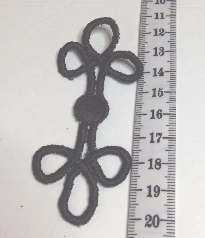 Trenza Rana Botón Bordado 90mm Largo Marrón Bordado Asiático 2 Piezas Foto 3 de 3