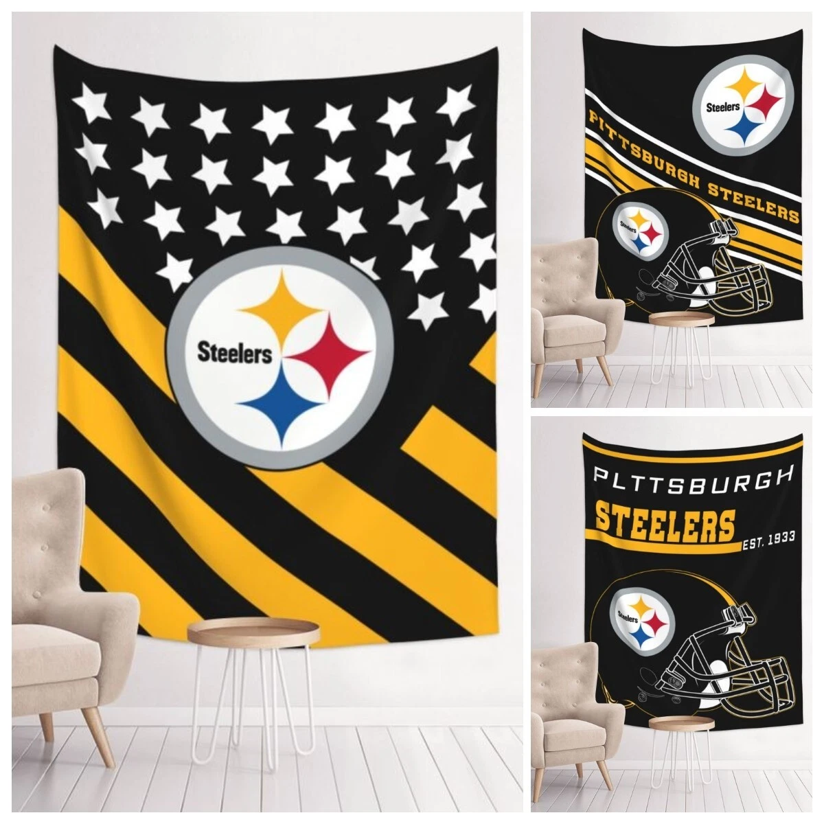 Pittsburgh Steelers Banner Tapestry 29x37in Party Event Home Decor Wall Hanging