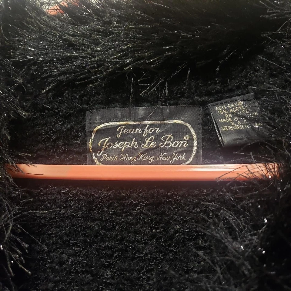 Suéter negro con cuello en V Joseph Le Bon con cuello de piel falsa brillante talla M Foto 4 de 4