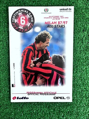 MATCH PROGRAM Milan All Stars 1987/1988 No Maglia Shirt