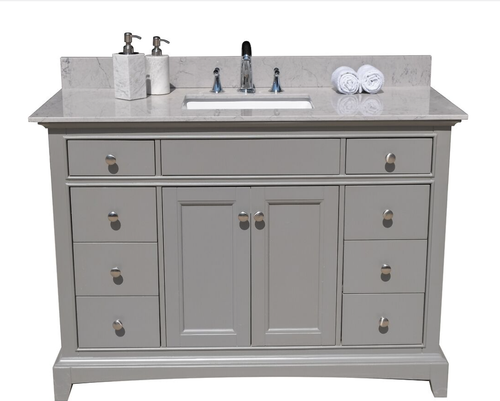 Montary 49 x 22 Bathroom Stone Vanity Top Calacatta Gray Engineered Marble Color - Picture 6 of 12