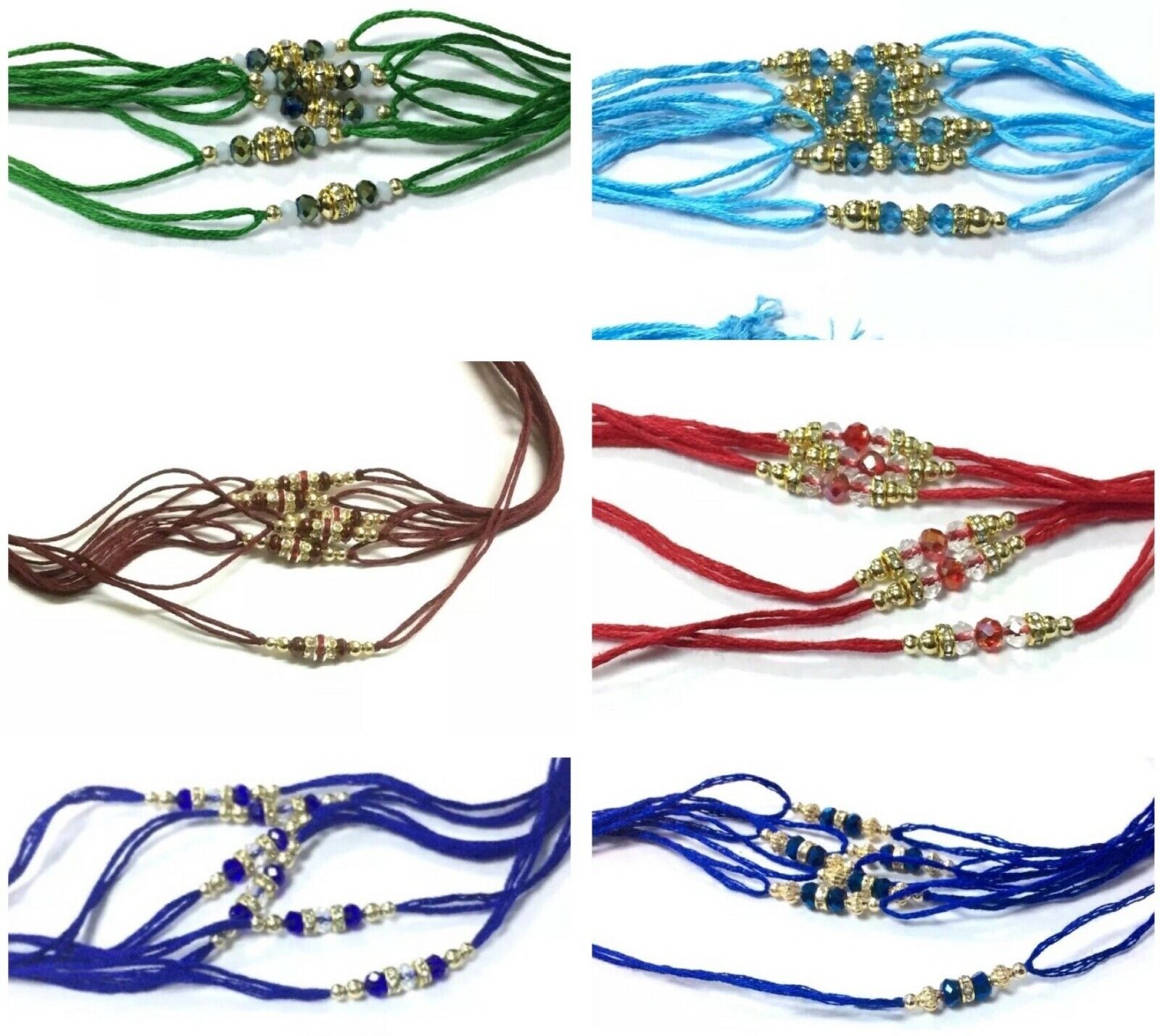 6 x Rakhi Thread Bracelet Multicolour Bead Raksha Bandhan Rakhi Wrist Band Dora