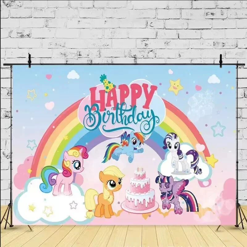 Декоративный фон для вечеринки на день рождения тема My Little Pony 5x3,5 фута - Изображение 2 из 4