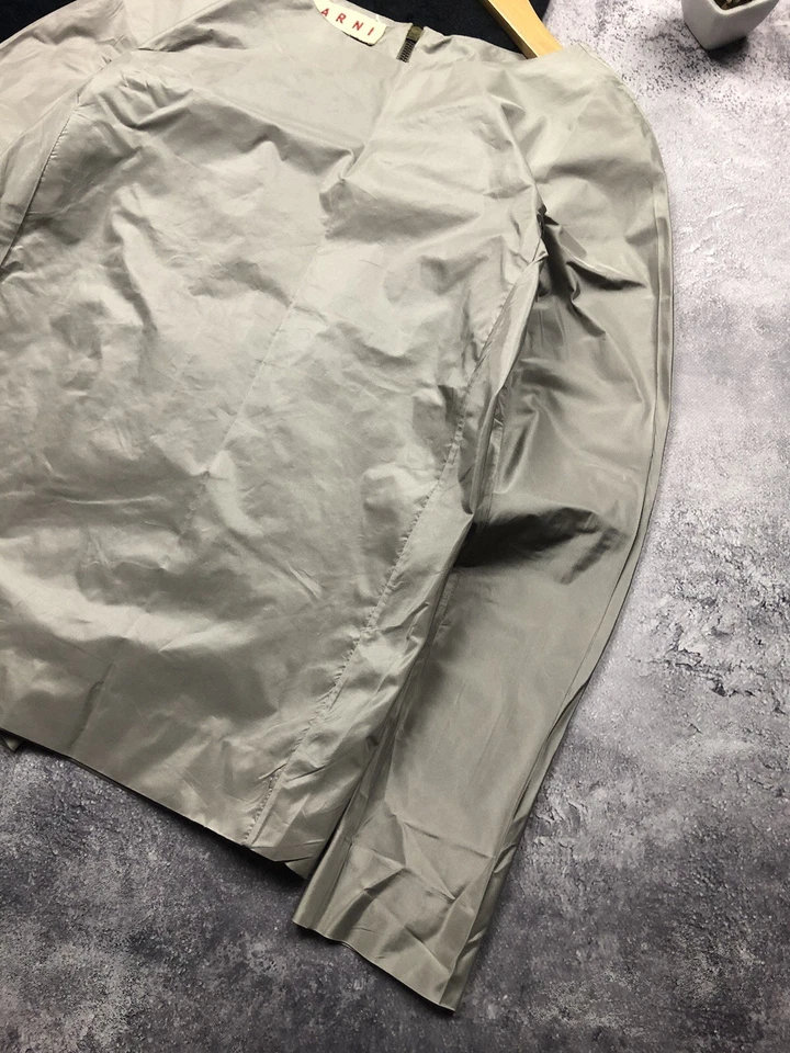 Jaqueta de manga comprida muito rara Marni Seta 100% seda com relâmpago - Imagem 2 de 4