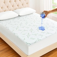 Lux Decor Bamboo Mattress Protector Waterproof Fitted Sheet Deep Pocket Cover