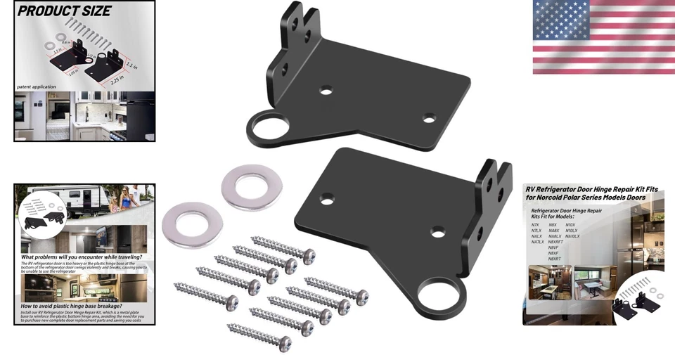 Kit de bisagras de acero inoxidable para frigoríficos Norcold N7X N8X RV Foto 2 de 4