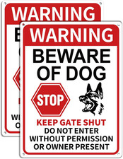 2 Pack Beware of Dog Signs, 13x9.9 inch Reflective Tin Sign Beware of Dog