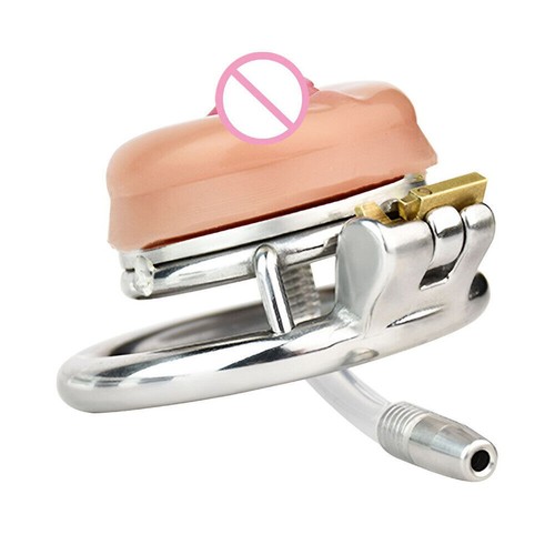 Sissy Male Chastity Device Stainless Steel Lock Anti-Dislodgement Cage with Belt - Picture 19 of 36