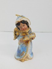 Vintage Giftco Angel Caroling Resin African American Ornament Blue Gold EUC