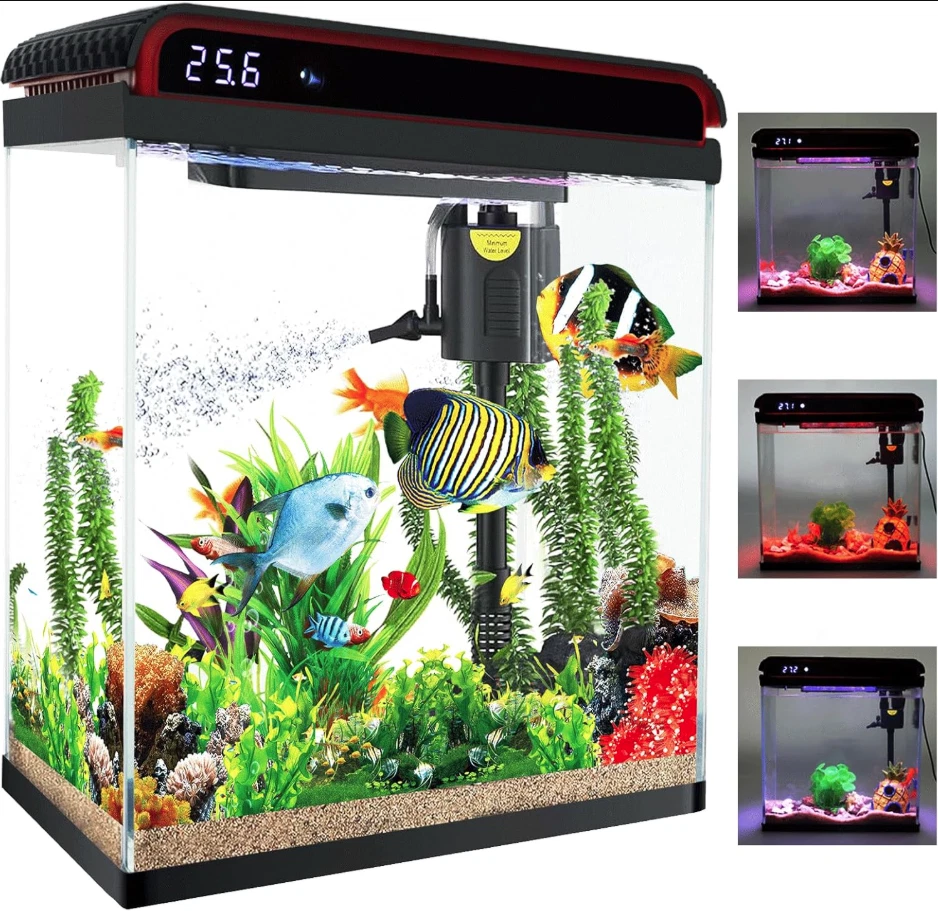 20 Gal Fish Tank with LED Lights Filter Pump Self Cleaning Aquarium Starter Kit - Image 2 of 4